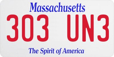 MA license plate 303UN3