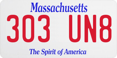 MA license plate 303UN8