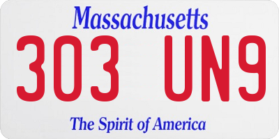 MA license plate 303UN9