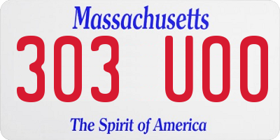 MA license plate 303UO0