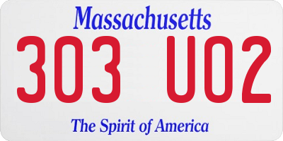MA license plate 303UO2