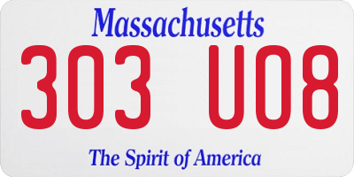 MA license plate 303UO8