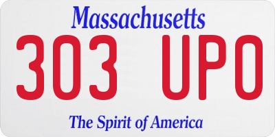MA license plate 303UP0