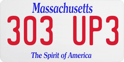 MA license plate 303UP3