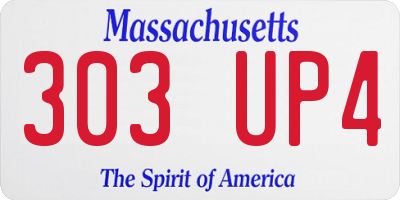 MA license plate 303UP4