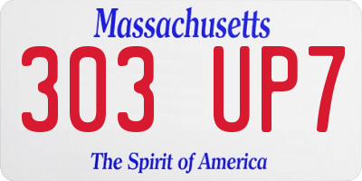 MA license plate 303UP7