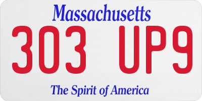 MA license plate 303UP9