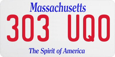 MA license plate 303UQ0