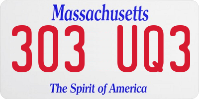 MA license plate 303UQ3