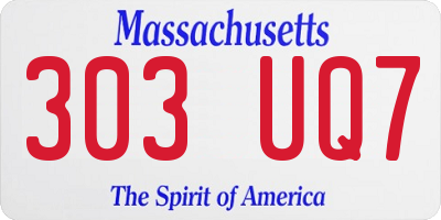 MA license plate 303UQ7
