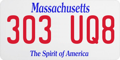 MA license plate 303UQ8