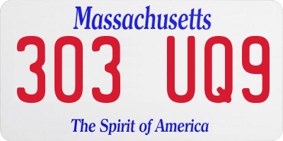 MA license plate 303UQ9