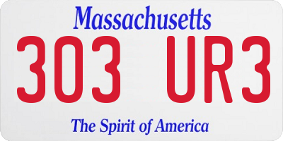 MA license plate 303UR3