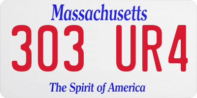 MA license plate 303UR4