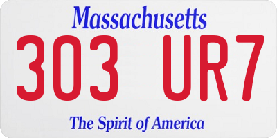 MA license plate 303UR7