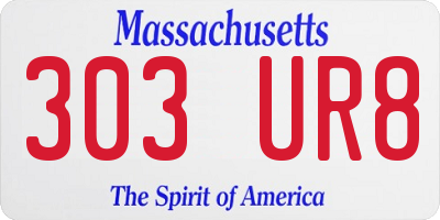 MA license plate 303UR8