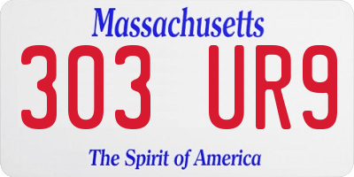 MA license plate 303UR9