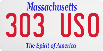 MA license plate 303US0