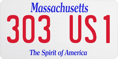 MA license plate 303US1