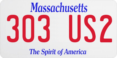 MA license plate 303US2