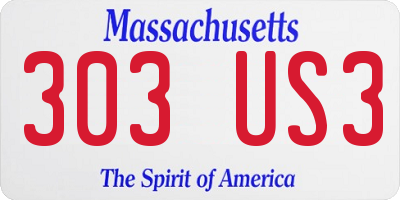 MA license plate 303US3