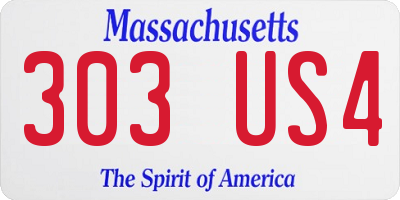 MA license plate 303US4