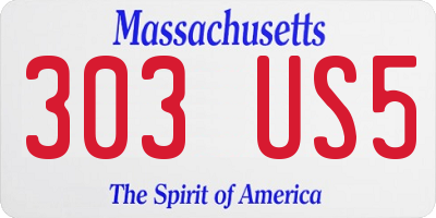 MA license plate 303US5