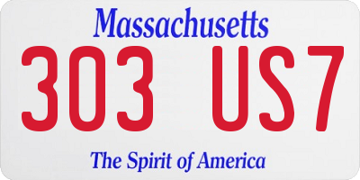 MA license plate 303US7