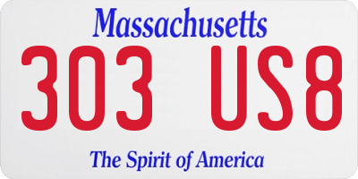 MA license plate 303US8