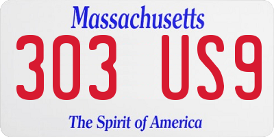 MA license plate 303US9