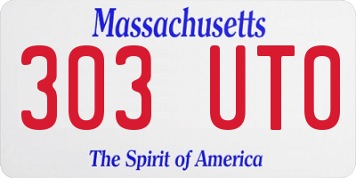 MA license plate 303UT0