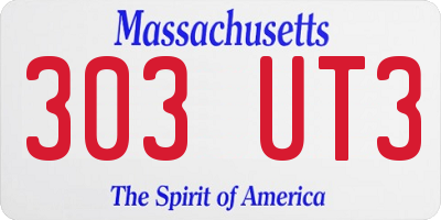 MA license plate 303UT3