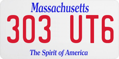 MA license plate 303UT6