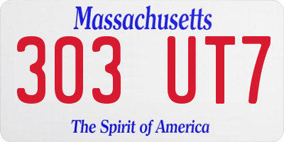 MA license plate 303UT7