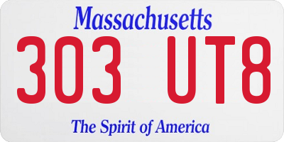 MA license plate 303UT8
