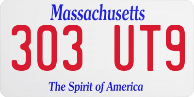 MA license plate 303UT9