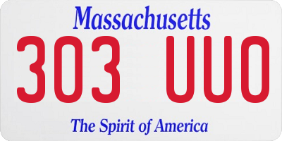 MA license plate 303UU0