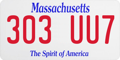 MA license plate 303UU7