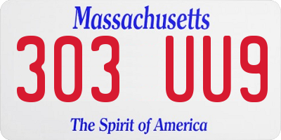 MA license plate 303UU9