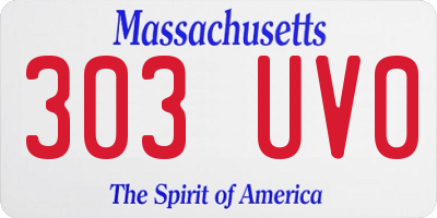 MA license plate 303UV0