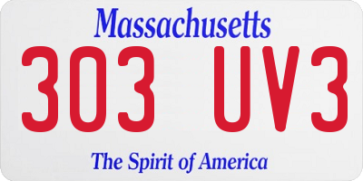 MA license plate 303UV3