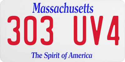 MA license plate 303UV4