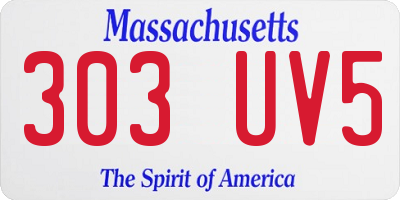 MA license plate 303UV5