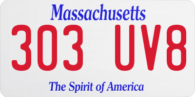 MA license plate 303UV8