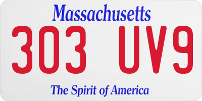 MA license plate 303UV9