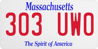 MA license plate 303UW0