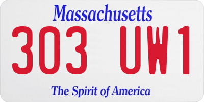 MA license plate 303UW1