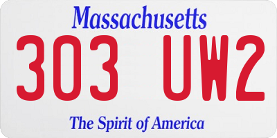 MA license plate 303UW2