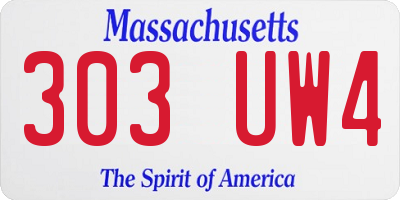 MA license plate 303UW4