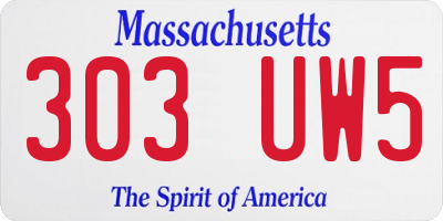 MA license plate 303UW5